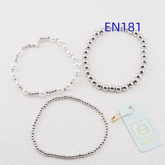 Enewton White Gold Beaded Bracelet Set